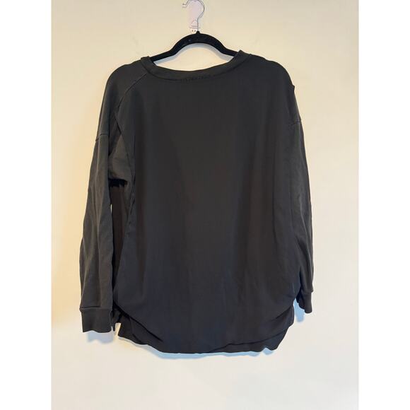 AllSaints Black Crewneck Sweatshirt With Sheer Overlay Women’s Size 6 - Picture 2 of 7